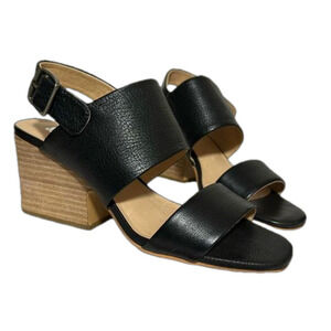 Anthropologie Silent D leather black heel sandals